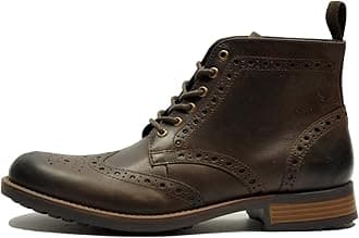Hx London LEATHER BROGUE LACE-UP BOOT FOR MEN