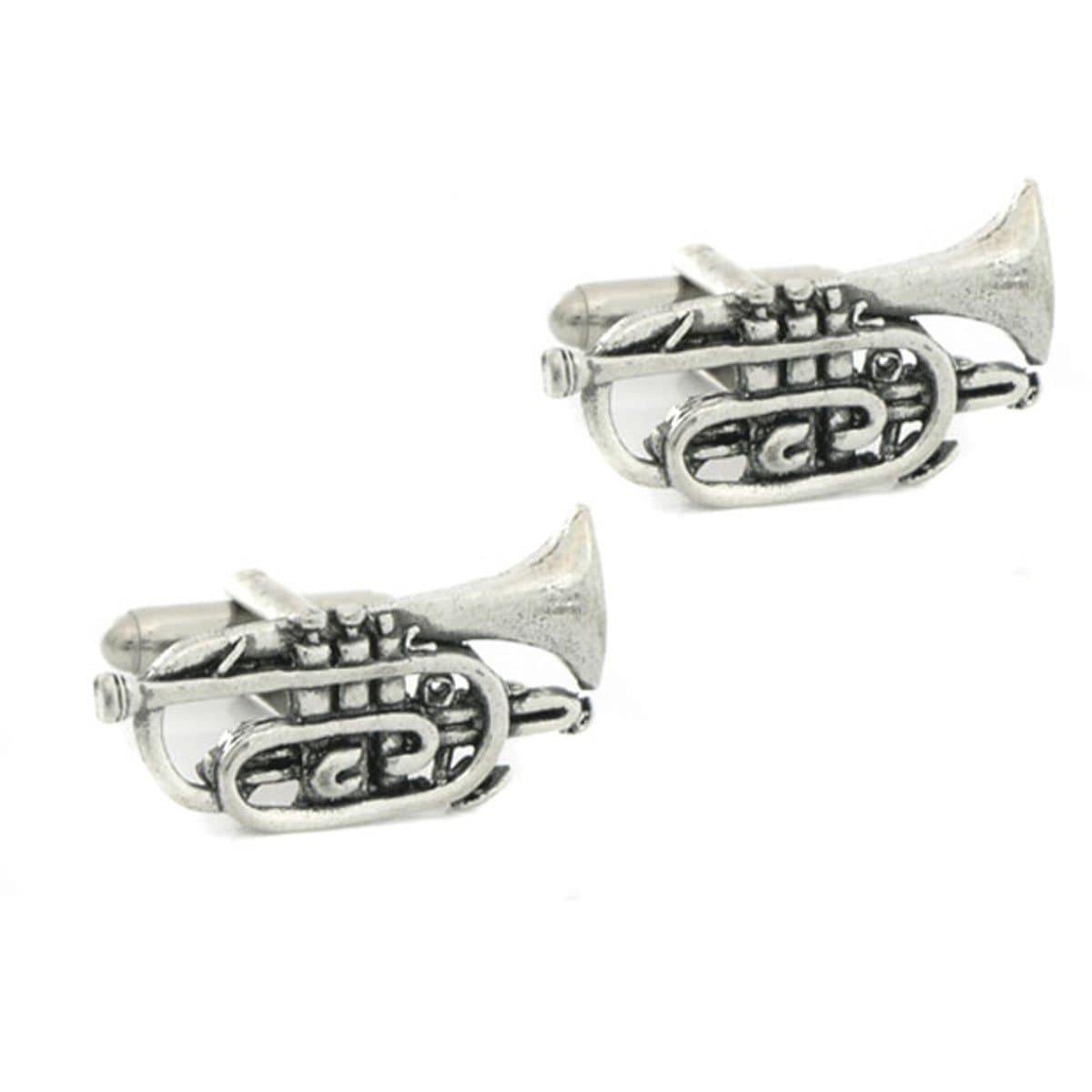 Pewter Cornet Trumpet Cufflinks, Pewter, unknown