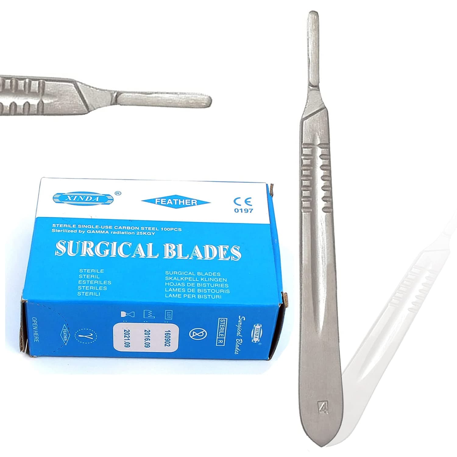 100 Scalpel Blades #22 with Free Handle