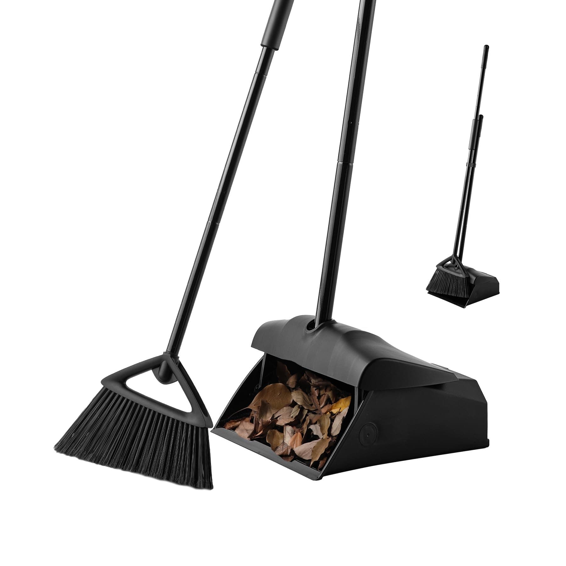 Eyliden Long Handled Dustpan and Brush Set, Upright Outdoor Dust Pan and Broo...