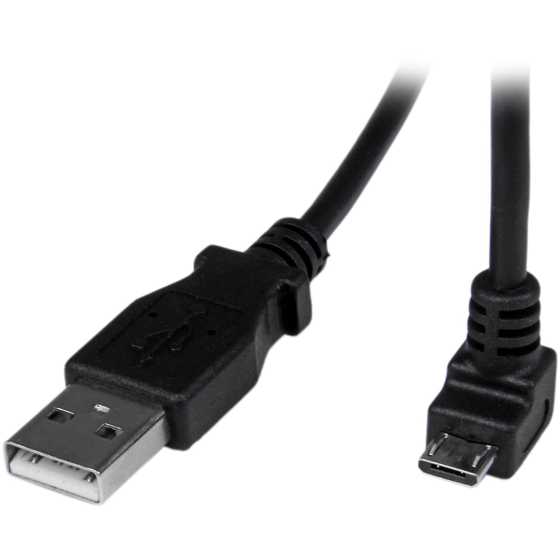 StarTech.com 2m Micro USB Cable Cord - A to Down Angle Micro B - Down Angled Micro USB Cable - 1x USB A (M), 1x USB Micro B (M) - Black (USBAUB2MD)