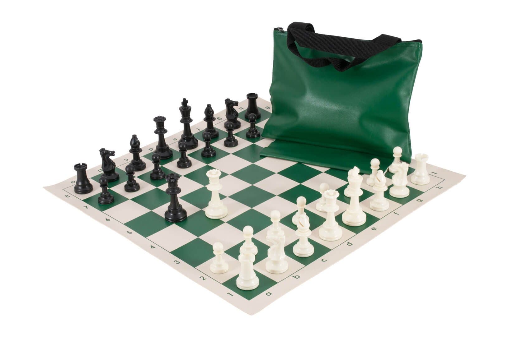The House of Staunton Standard Chess Set Combination - Solid Plastic Regulation Pieces/Vinyl Chess Board/Standard Bag