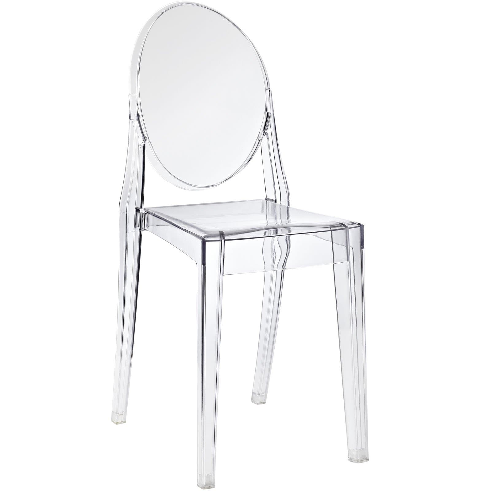 Casper Modern Acrylic Stacking Kitchen and Dining Room Chair in Clear - Fully Assembled