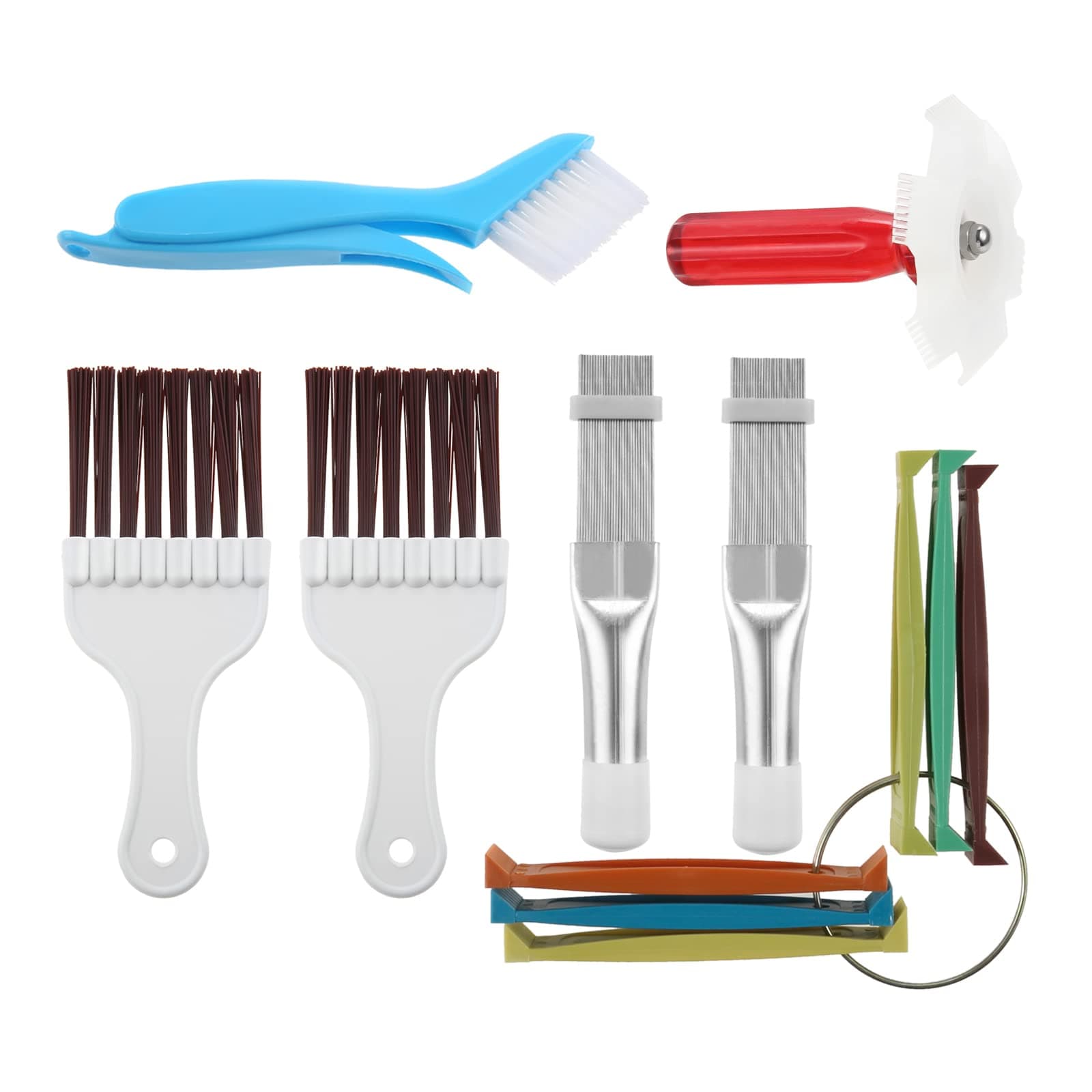 7 Pcs Air Conditioner Fin Cleaner Set, 5 Different Ac Fin Comb Condenser Fin Straightener, 2 Different Brush Condenser, AC Coil Cleaner Fin Cleaner Evaporator Radiator Repair Clean Tool