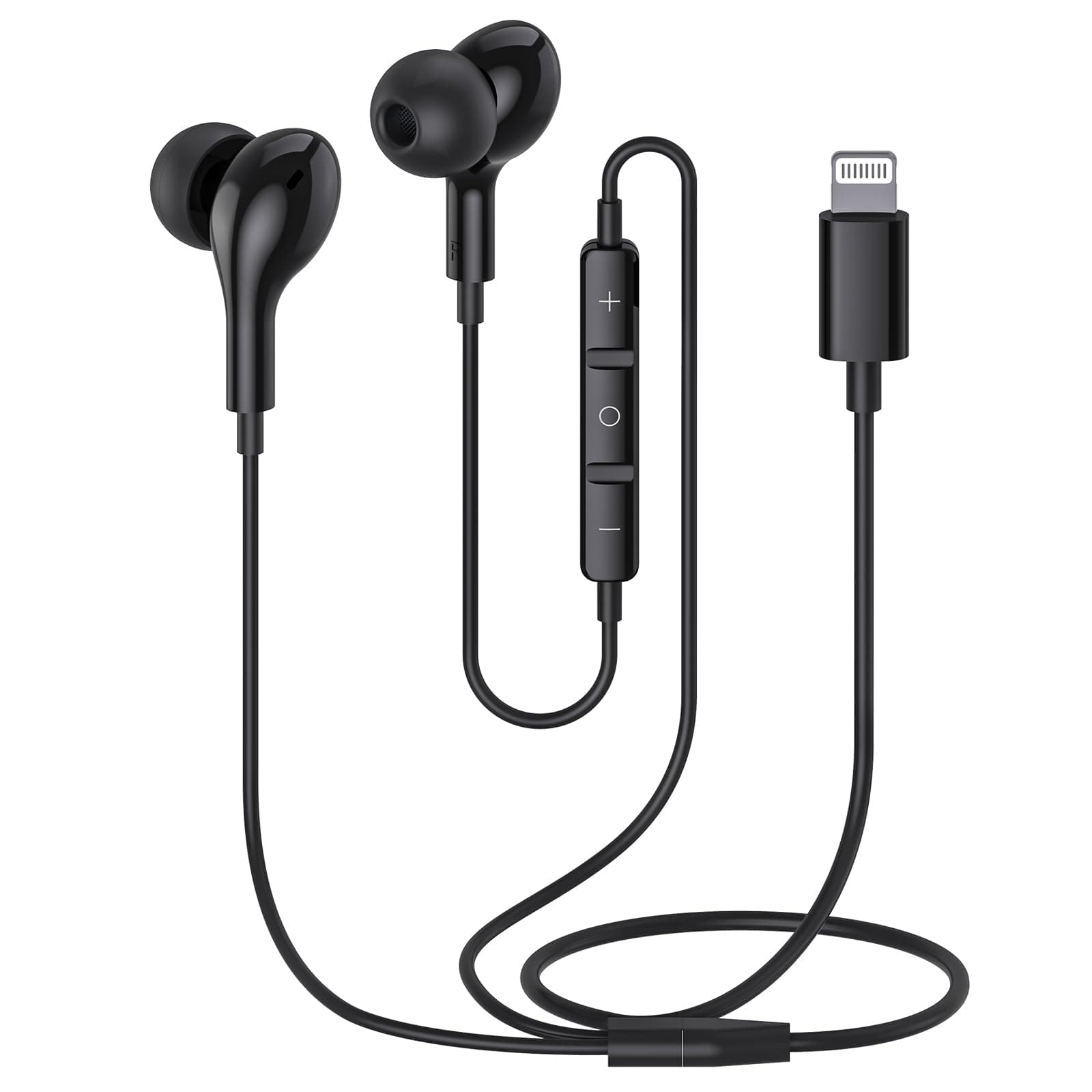 Guguearth Lightning Earbuds - Mfi Certified, Wired With Microphone, Controller For Iphone 13/12/11 Pro Max/Xs/Xr/8/7 - Black In Ear