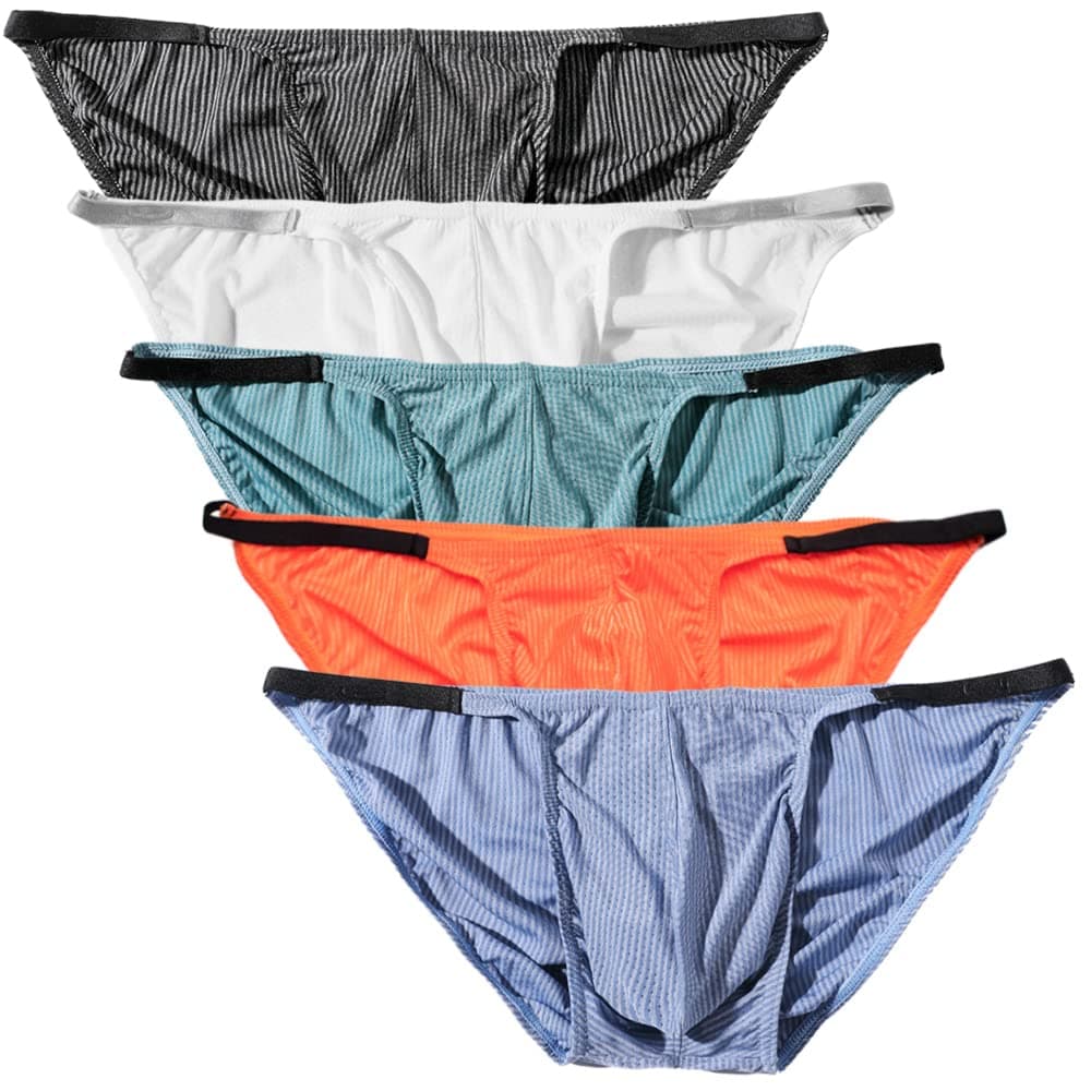 Summer CodeMen's Sexy Briefs Elastic Ruched Back Bikini Underwear Pack