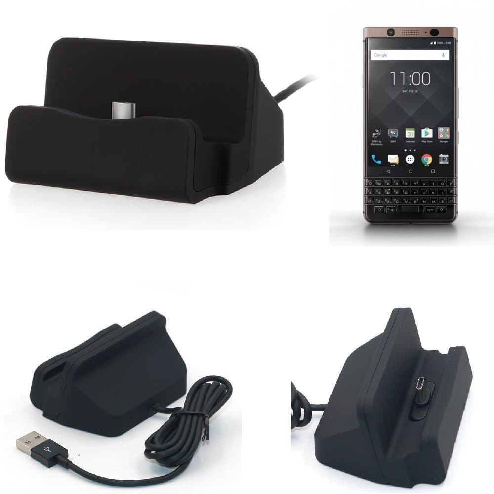 K-S-TradeDockingstation For Blackberry KEYone Bronze Editio USB Type C Dock Compatible With Blackberry KEYone Bronze Edition, Black | Type-C Smartphone Charging Station Docking Station With USB 2.0