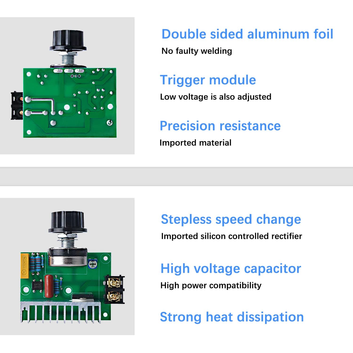 AC Variable Speed Controller, 120V~220V 15A 4000W SCR Voltage Controller for Router Fan Electric Motor Rheostat