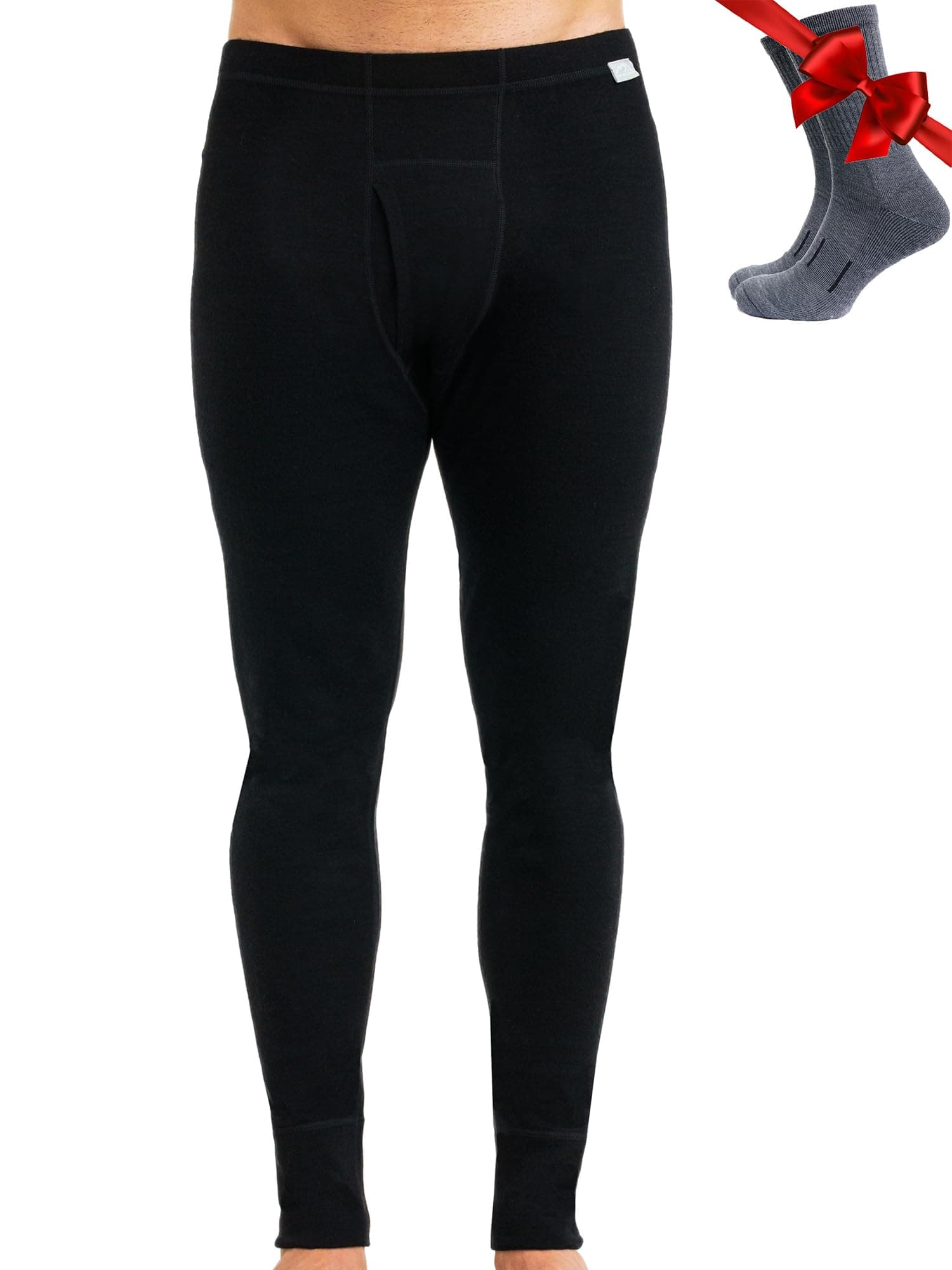Merino Wool Base Layer Mens Bottom Pants 100% Merino Wool Heavyweight, Midweight, Lite Thermal Underwear Long Johns and Socks