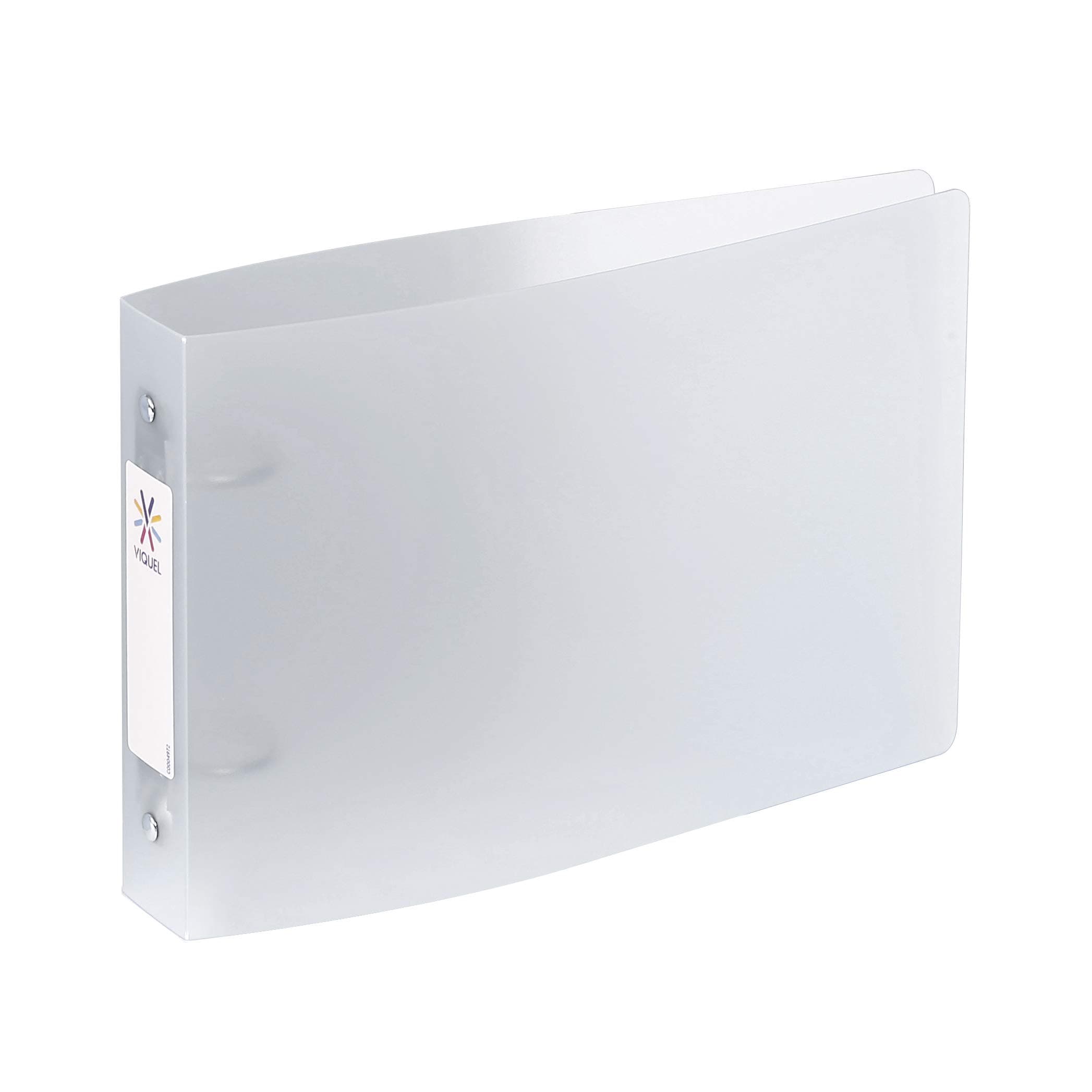 VIQUEL - Propysoft 25 x 16.5 cm File Folder - Spine Label - Flexible Plastic - 2 Rings - Capacity 100 Bristol Cards - from France - Transparent