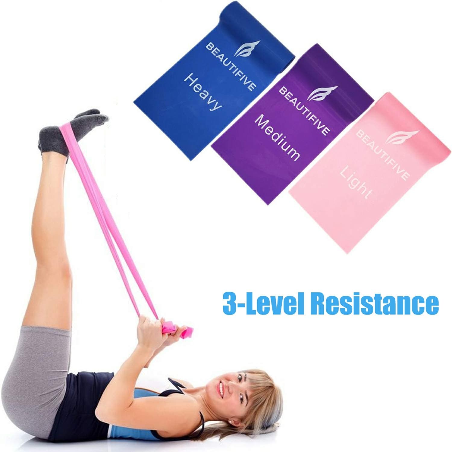 Exercise Resistance Bands, 3 Pack Long Elastic Stretch Band, Workout Fitness Bands for Physical Therapy, Rehab,Yoga, Pilates, Strength Training