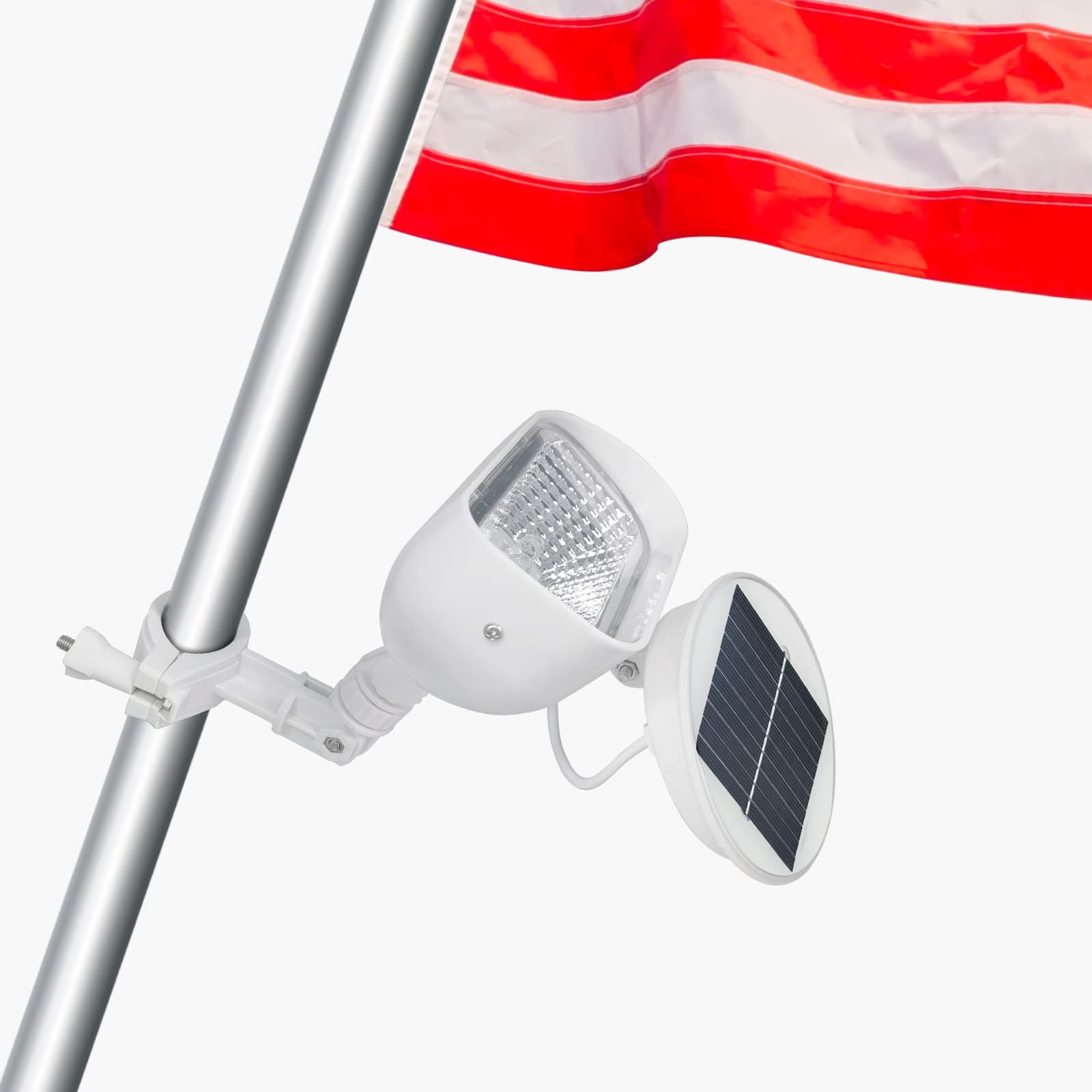 Flag Pole Light Solar Powered, 2 in 1 Flagpole Solar Light Fits 1” to 1 ¼” in Dia Flag Pole Super Bright 4 LED Flag Light Outdoor Waterproof Dusk to Dawn for Wall-Mounted Spinning Flag Poles