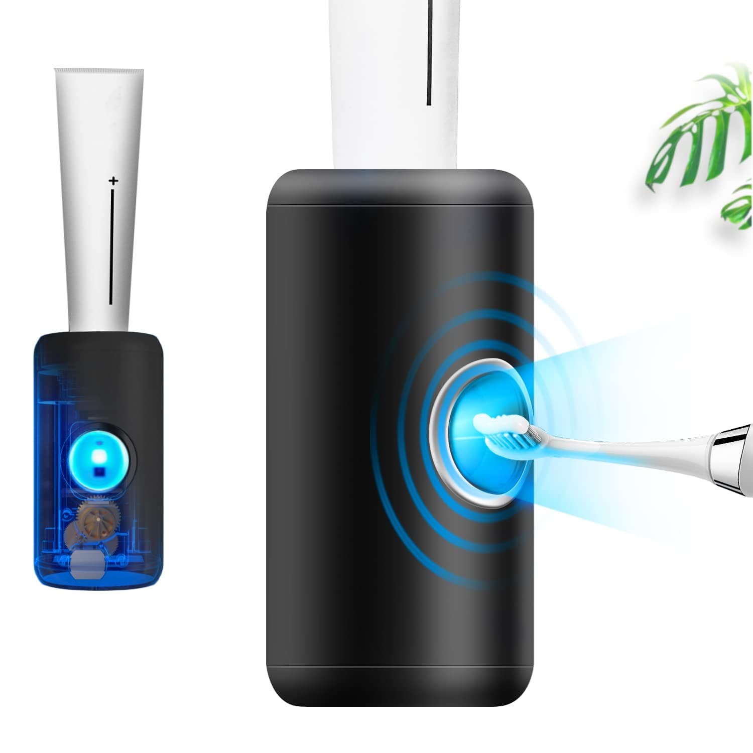 IKTOD Electric Induction Toothpaste Dispenser, Automatic Toothpaste Squeezer with Sensor, Toothbrush Holder Wall Mounted Suitable for Adults and Children