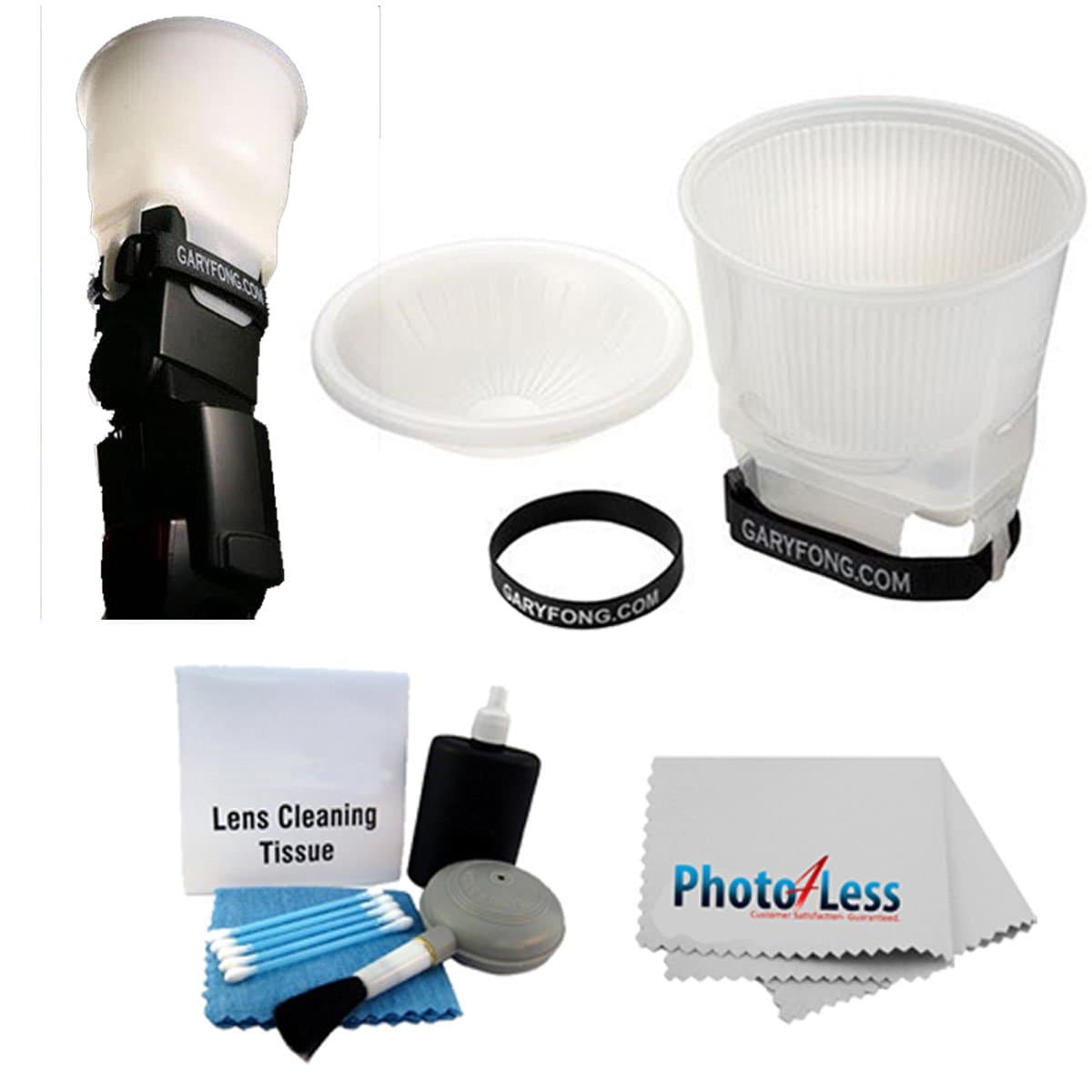 Gary Fong Lightsphere Universal Inverted Dome Cloud Diffusion System For CANON 540EX 420EX 550EX 430EX 580EX II 430EX II 270EX 380EX 320EX 600EX-RT + 5 Piece Camera Cleaning Kit