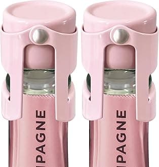 Champagne Stoppers - Stainless Steel Sparkling Wine Bottle Stopper with Pure Silicone Air Tight Seal - Professional Wine Saver for Champagne，Prosecco and Cava (2Pack Pink)