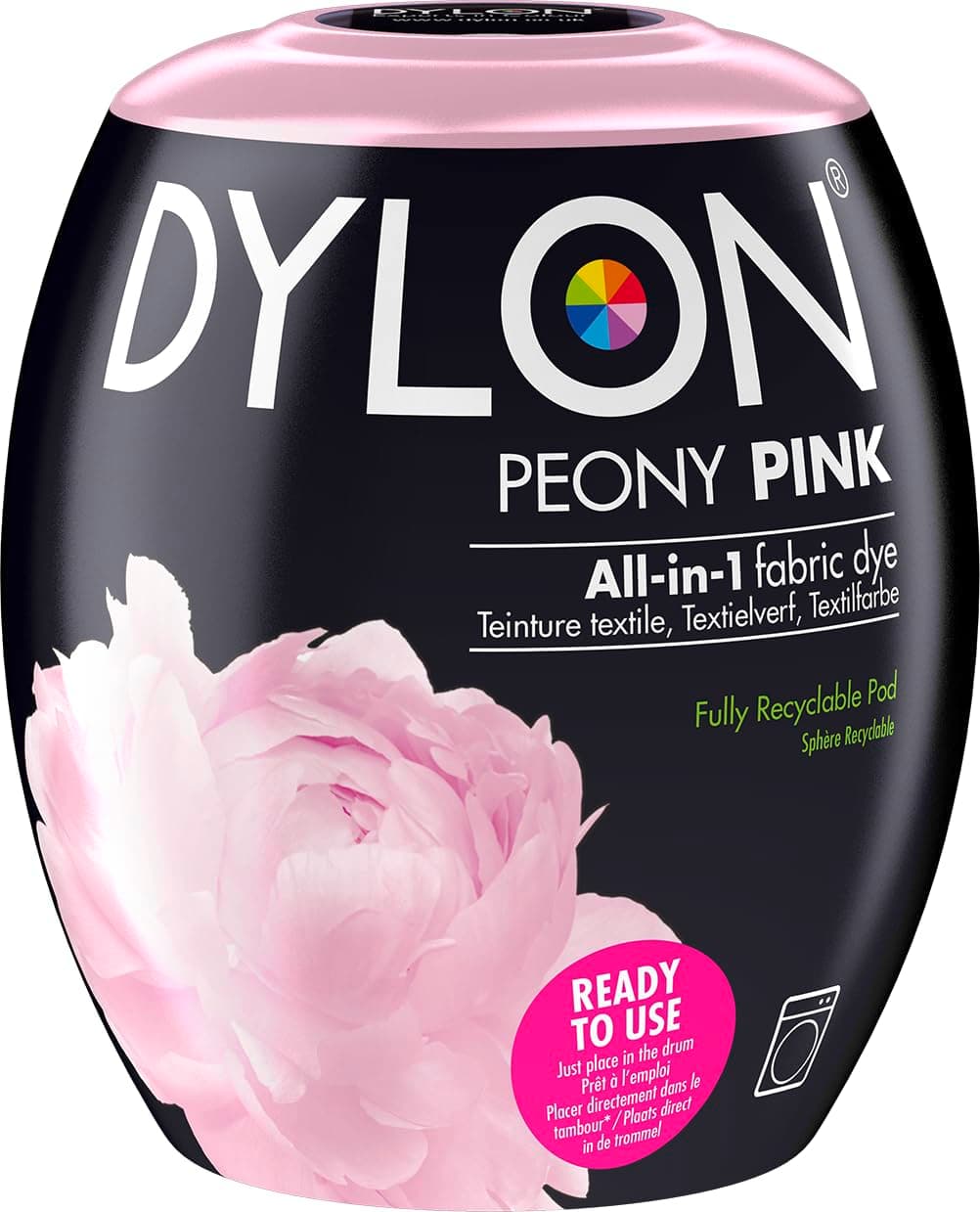 DYLON Washing Machine Fabric Dye Pod for Clothes & Soft Furnishings, 350g – Peony Pink