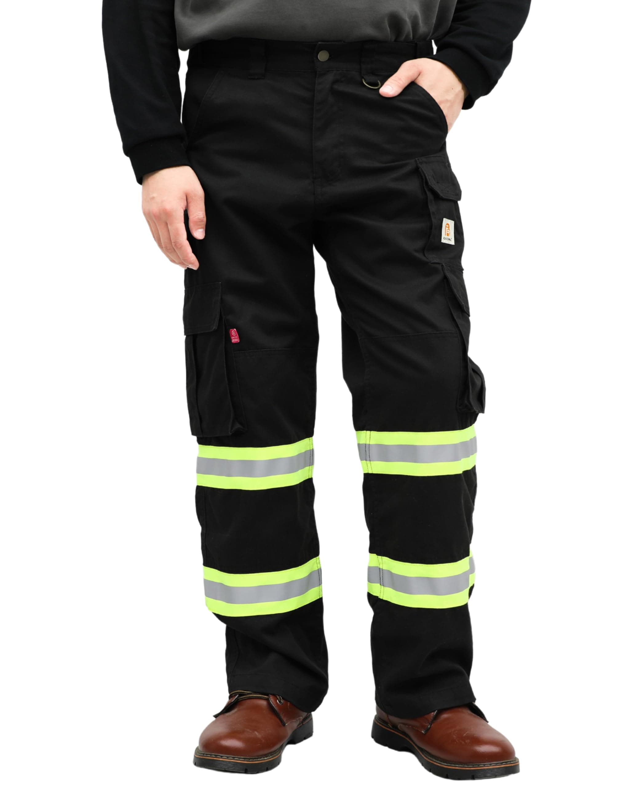 BOCOMAL FR Pants High Visibility Cargo Pockets Flame Resistant Hi-Vis Workwear Water & Oil Repellent Finish