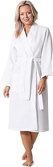 Turkish Cotton Waffle Weave Lightweight Kimono Spa Bathrobe for Women