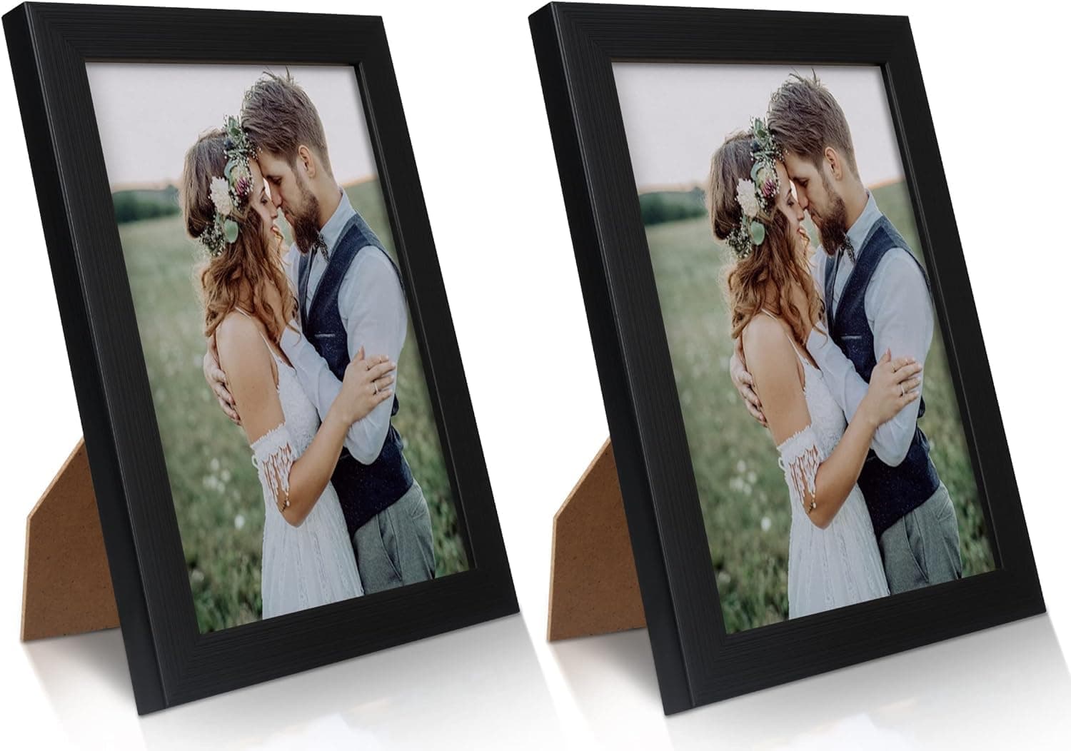 PECULA 2 Pack 5x7 Picture Frame, Black Picture Frame for Wall and Tabletop Display, Resistant Plastic Photo with Clear Plexiglass for Vertical or Horizontal Display