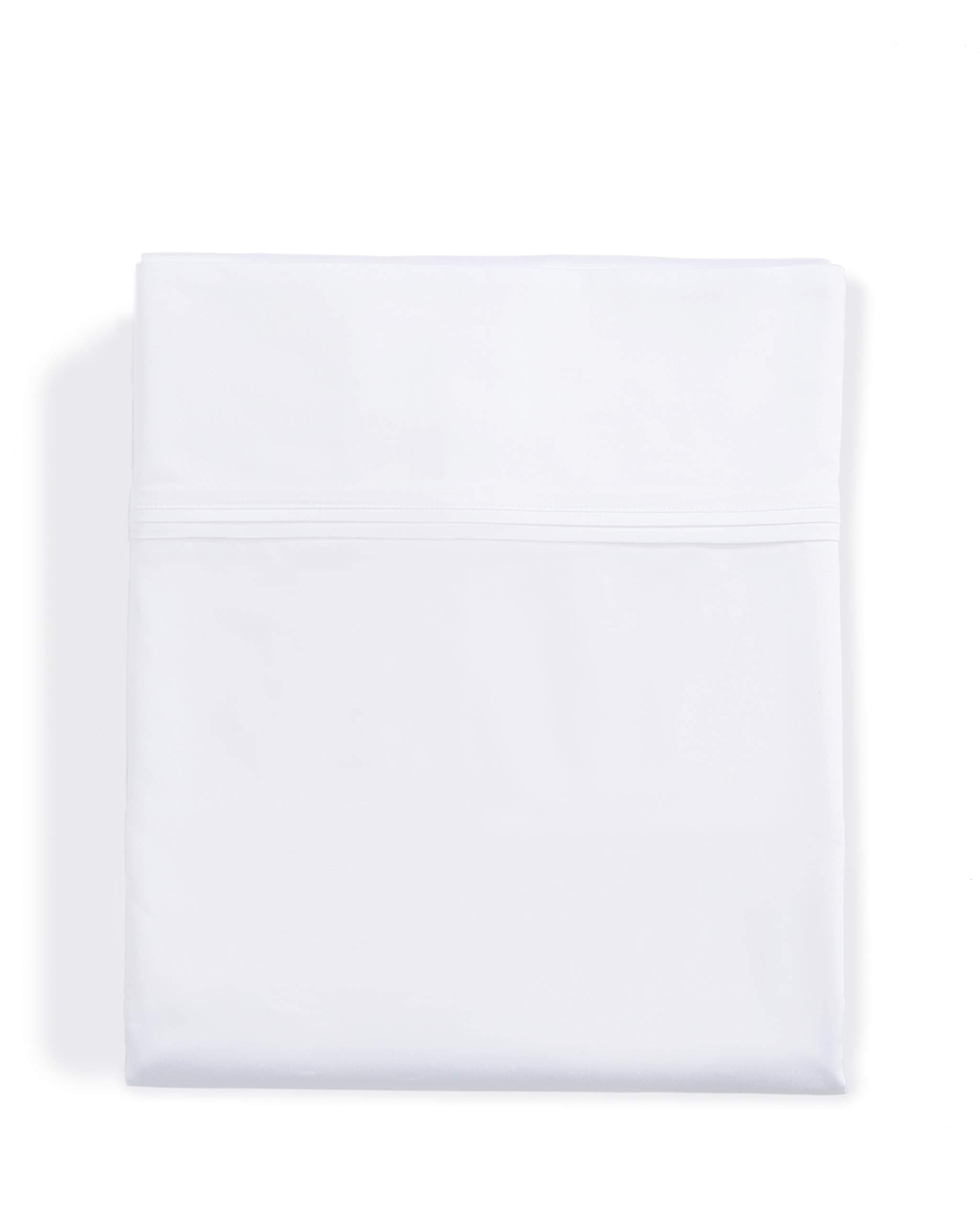 Bedding Patented Standard Size Semi Fitted Top Sheet 100% Certified Giza Egyptian Cotton Extra Long Staple ELS 500 TC Sateen Weave Fits up to 13" Mattress Depth (Queen, White)