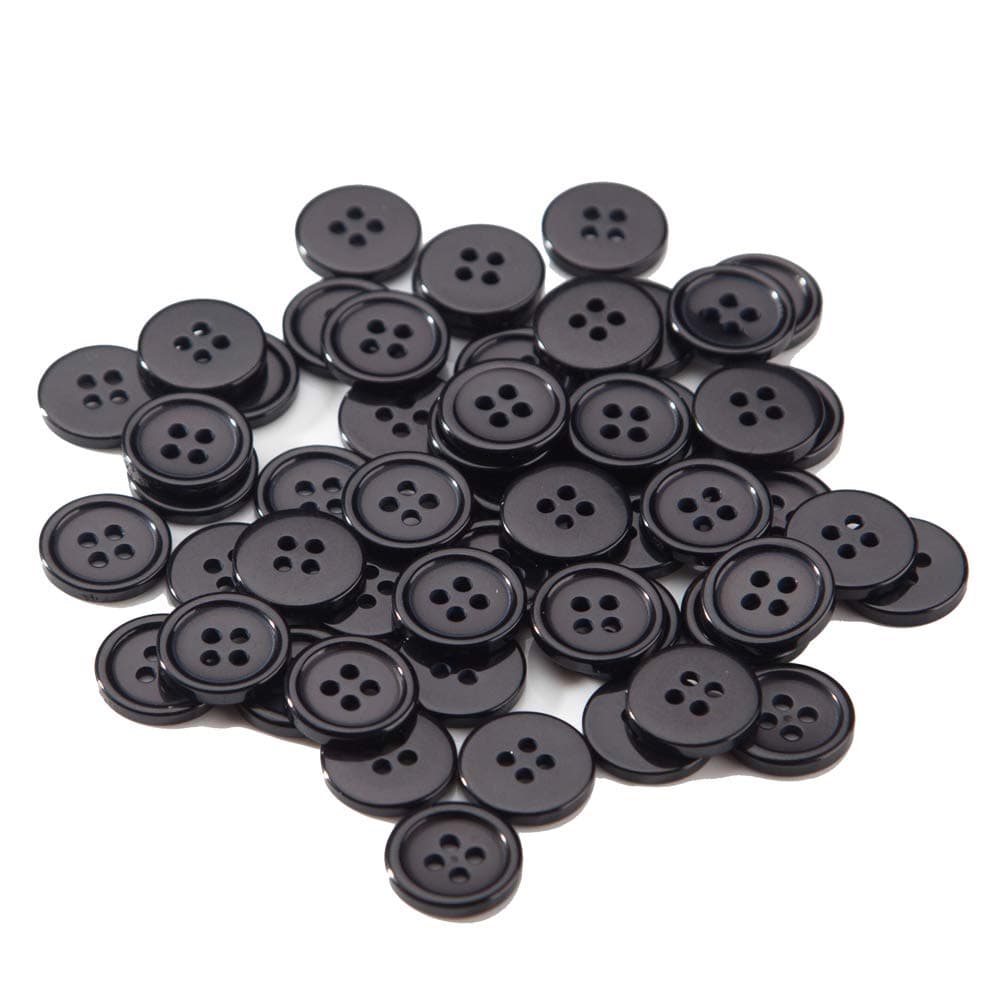 5/8 Inch Resin Button 15mm Sewing Flatback Buttons Black (Pack of 200) (Black)
