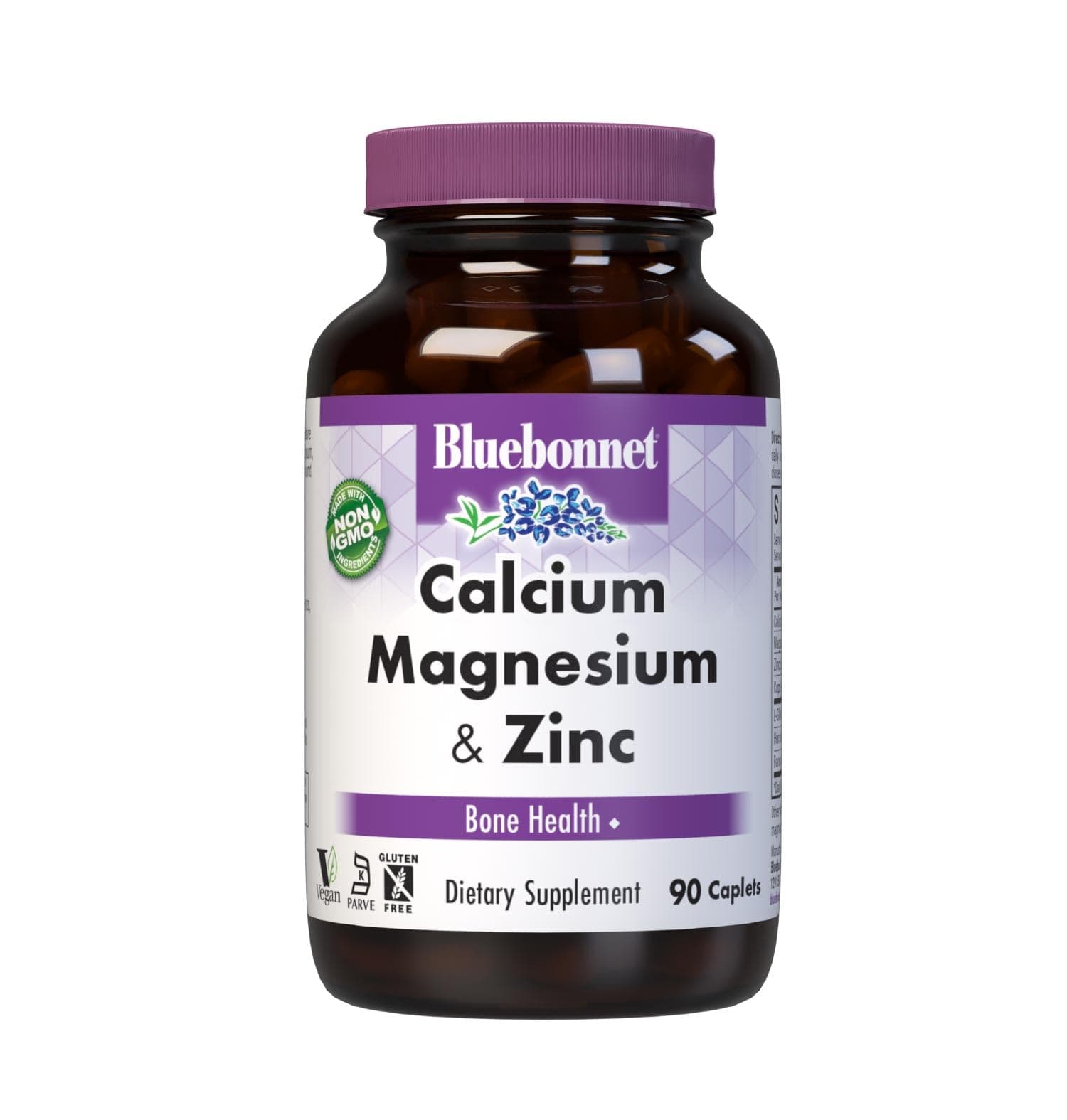 Bluebonnet Calcium Magnesium Zinc Caplets, 90 Count