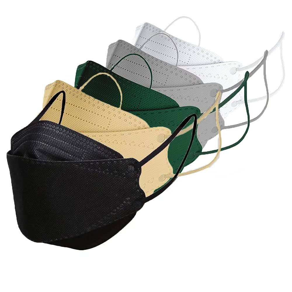 Rmaytiked 50Pcs 4-Ply KF94 Multicolored Face Masks Breathable 3D Mouth Shields Filter black champagne dark green gray white
