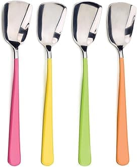 Ice Cream Tool Collection, Dishwasher Safe, Large Handle, Colored Handle Spoons, 4 Piece