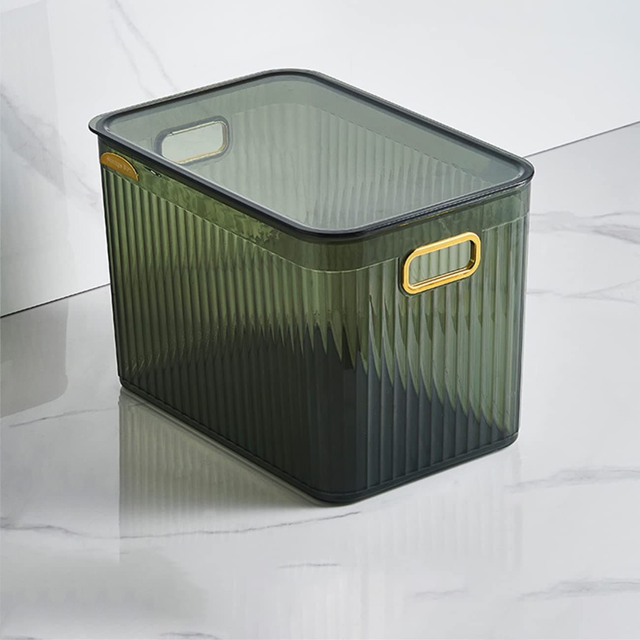 KLONOX Transparent acrylic storage box, large-capacity storage box, plastic storage box with lid, cosmetics and jewelry storage basket, desktop storage basket. (Transparent Green-XXL), dfa5d4f6d4f