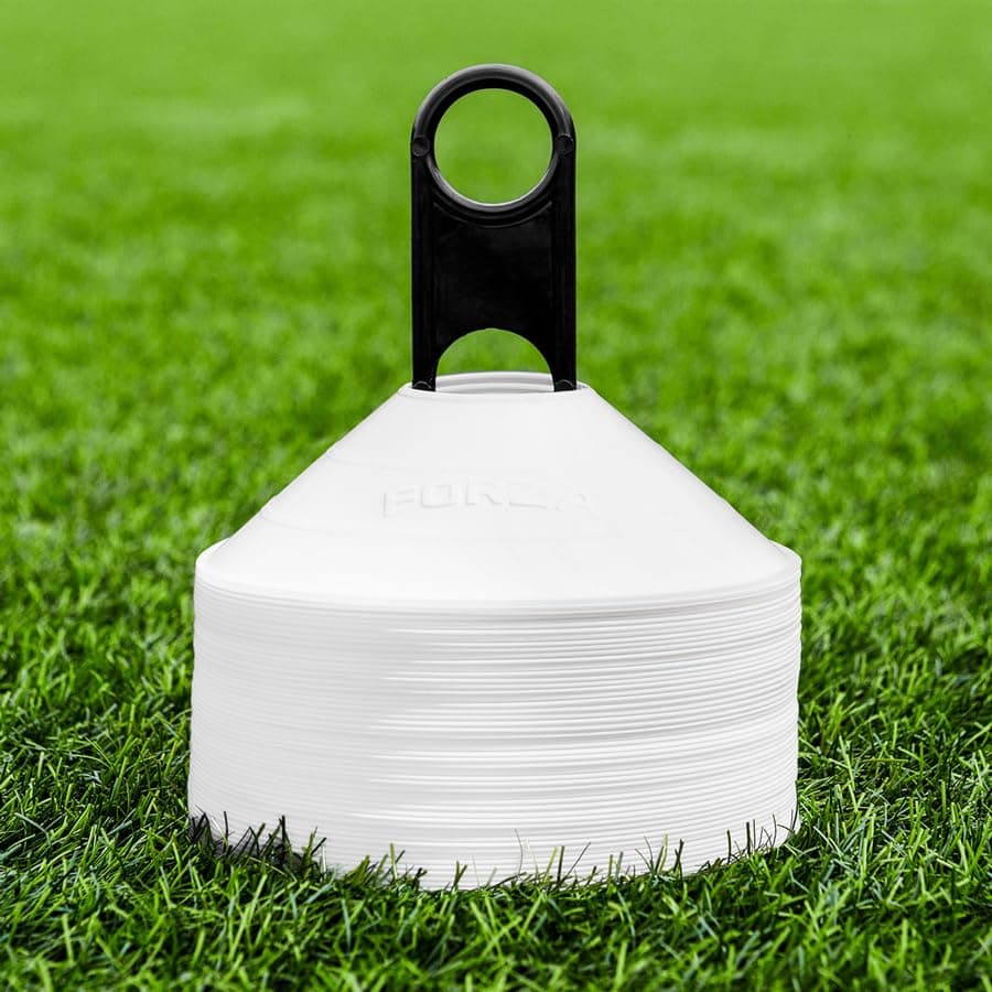 FORZA Training Marker Cones | 10 Vibrant Colour Options - Premium Coaching Equipment with Stand Perfect for Football, Rugby and Fitness Drills [50 or 1000 Pack]