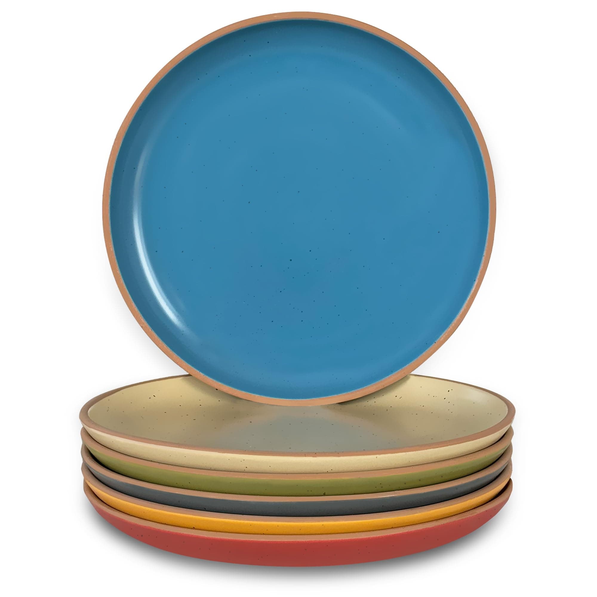 Ceramic Artisan Matte Plates Set, 7.8 in - Set of 6 - The Dessert, Salad, Appetizer, Small Dinner etc Plate. Microwave, Oven, and Dishwasher Safe, Scratch Resistant. Kitchen Porcelain Dish