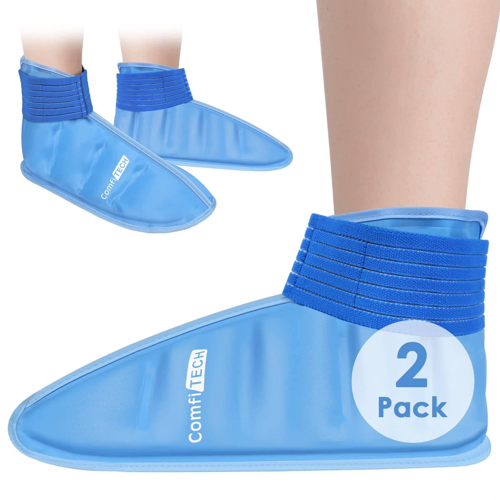 ComfiTECH Foot Ice Pack Wrap for Feet, Cooling Boot for Ankle, Cold Heel Pad for Plantar, Medium