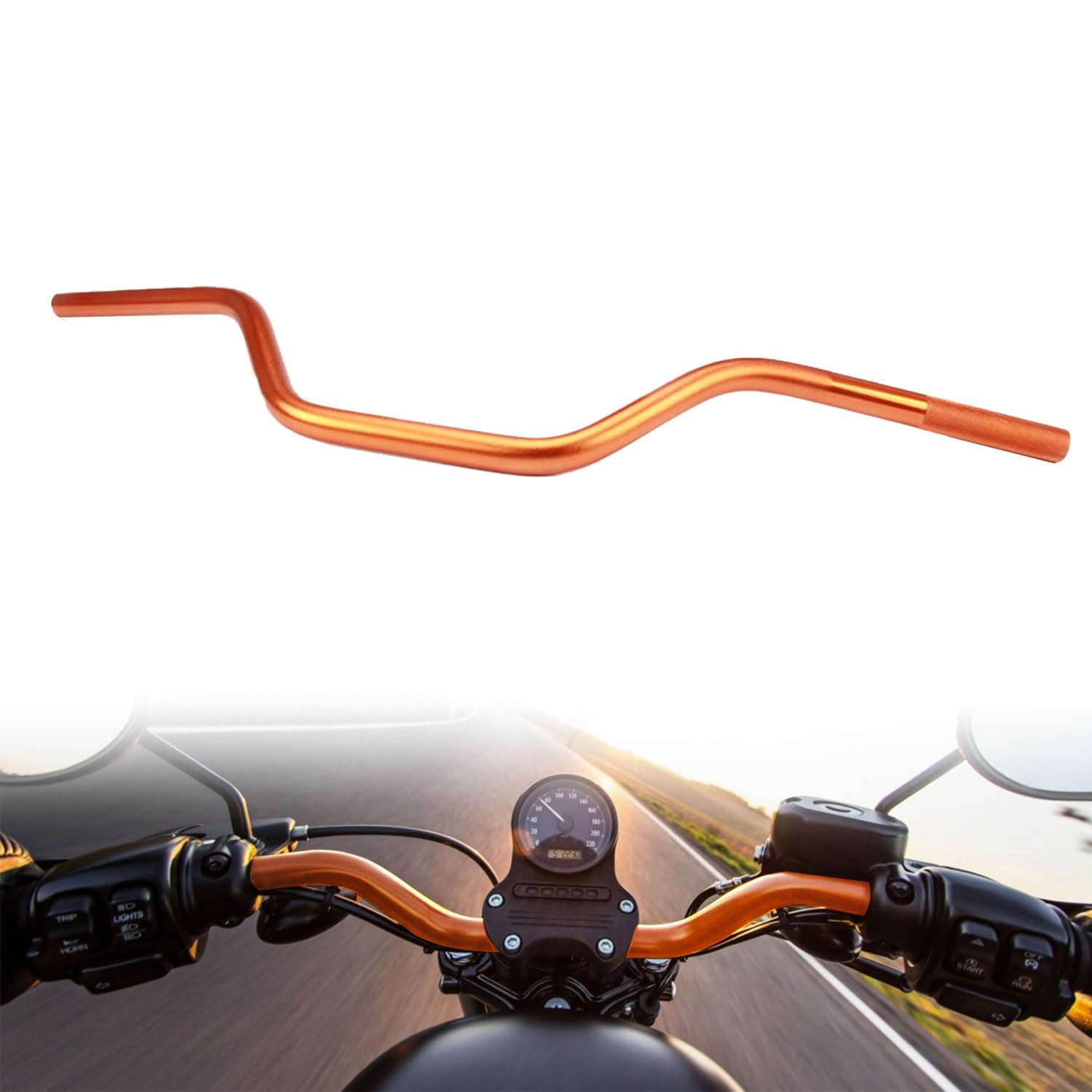 7/8" 22mm motorcycle Mid Handlebars, Motorcycle Handlebar Handle Bars Universal for All Motorcycle which the clamp 7/8" 22mm-Orange