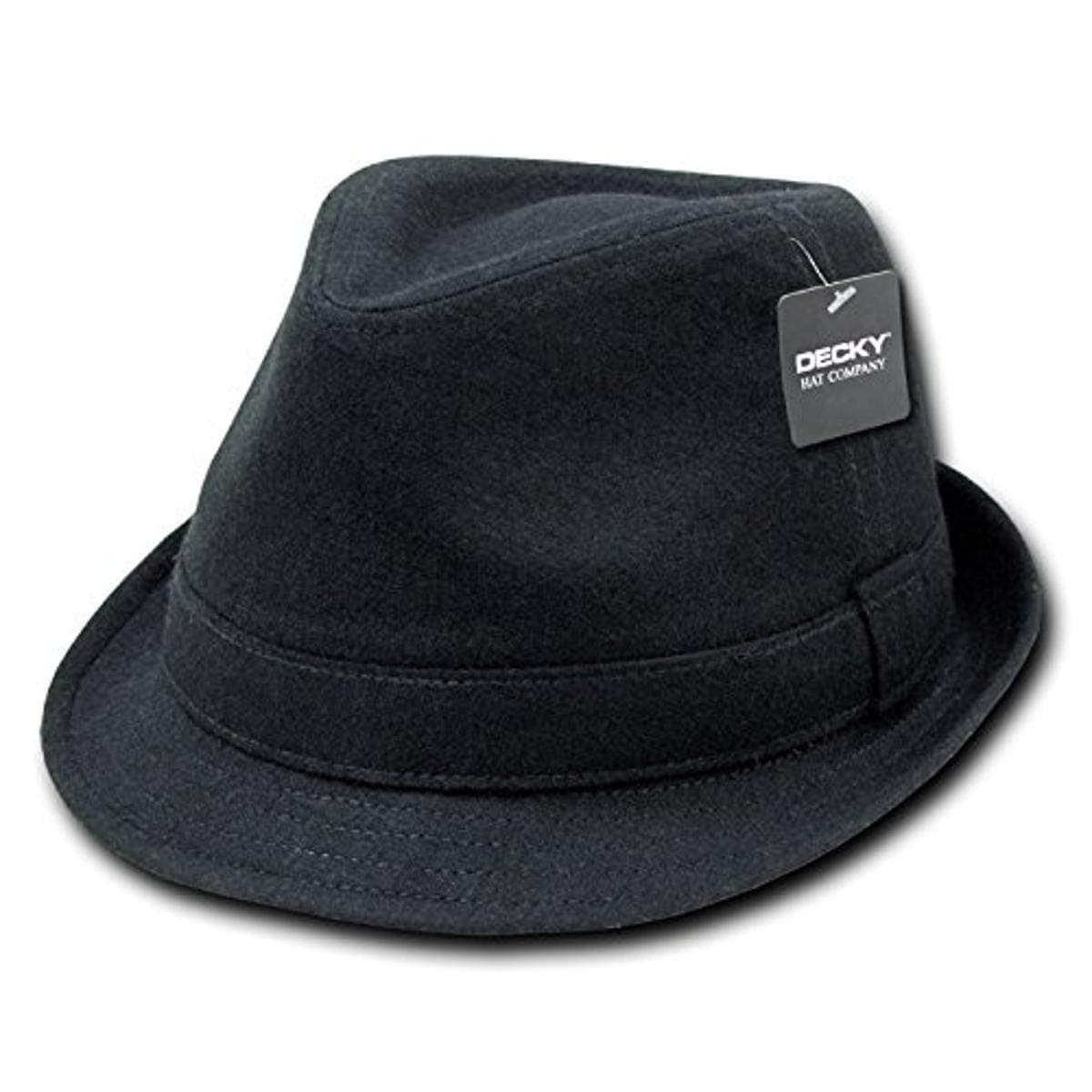 DeckyMen's Melton Melton Fedora Hat, Black Black, S_M