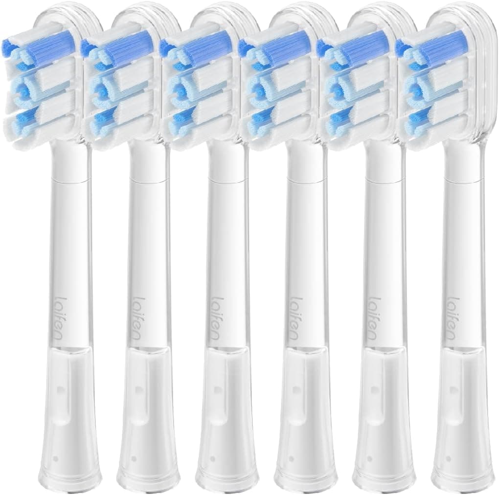 Laifen Cushioned Toothbrush Heads 6 Pack, New 2025 Version Replacement Heads Compatible with Wave/Wave Special Electric Toothbrush (Super-Clean)