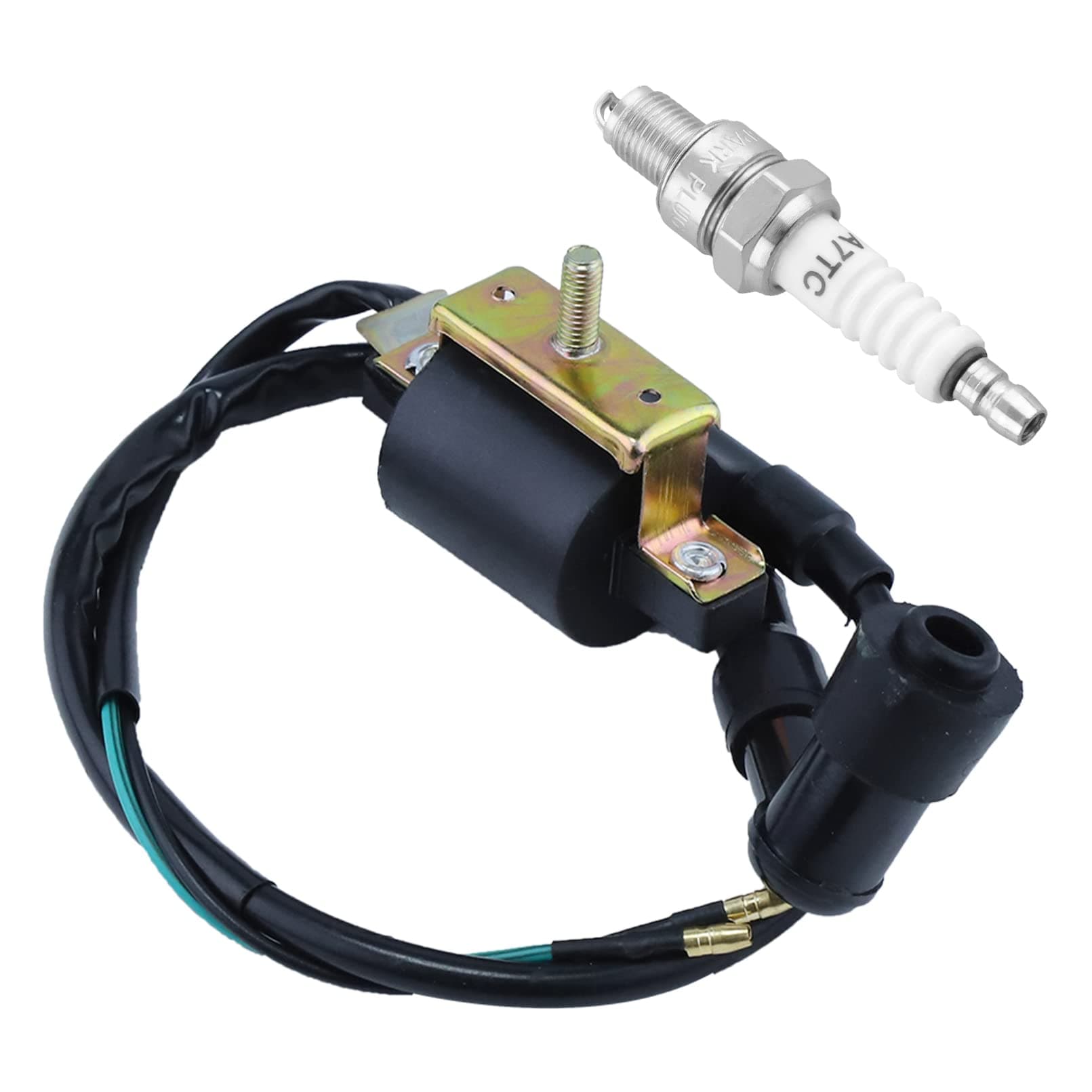 Ignition Coil Spark Plug for Coolster 50cc 70cc 90cc 110cc 125cc 3050B ATV-3050B 3050 B3050A Kids 4 Quad Four Wheeler，for Roketa taotao Baja Kazuma Meerkat Quad ATV Dirt Pocket Bike