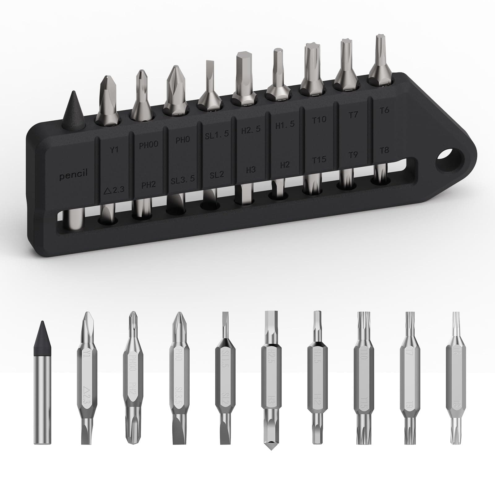 OKNIFE MBS1 4mm Hex Bit Screwdriver Set, 9 PCS Durable S2 Tool Steel Double-Ended Bit Set with Eternal Pencil, Ideal for Opry, D1, U1 Pro Series and Other 4mm Hex Nut Drivers