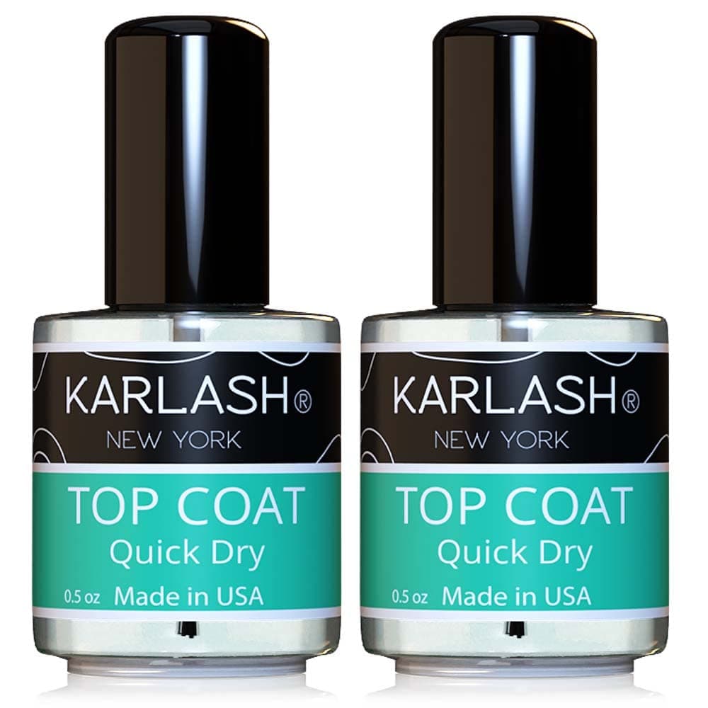 Quick Dry Fast Drying Super Shiny Nail Polish Top Coat 0.5 oz 15ml Made in USA (2 PIECES)