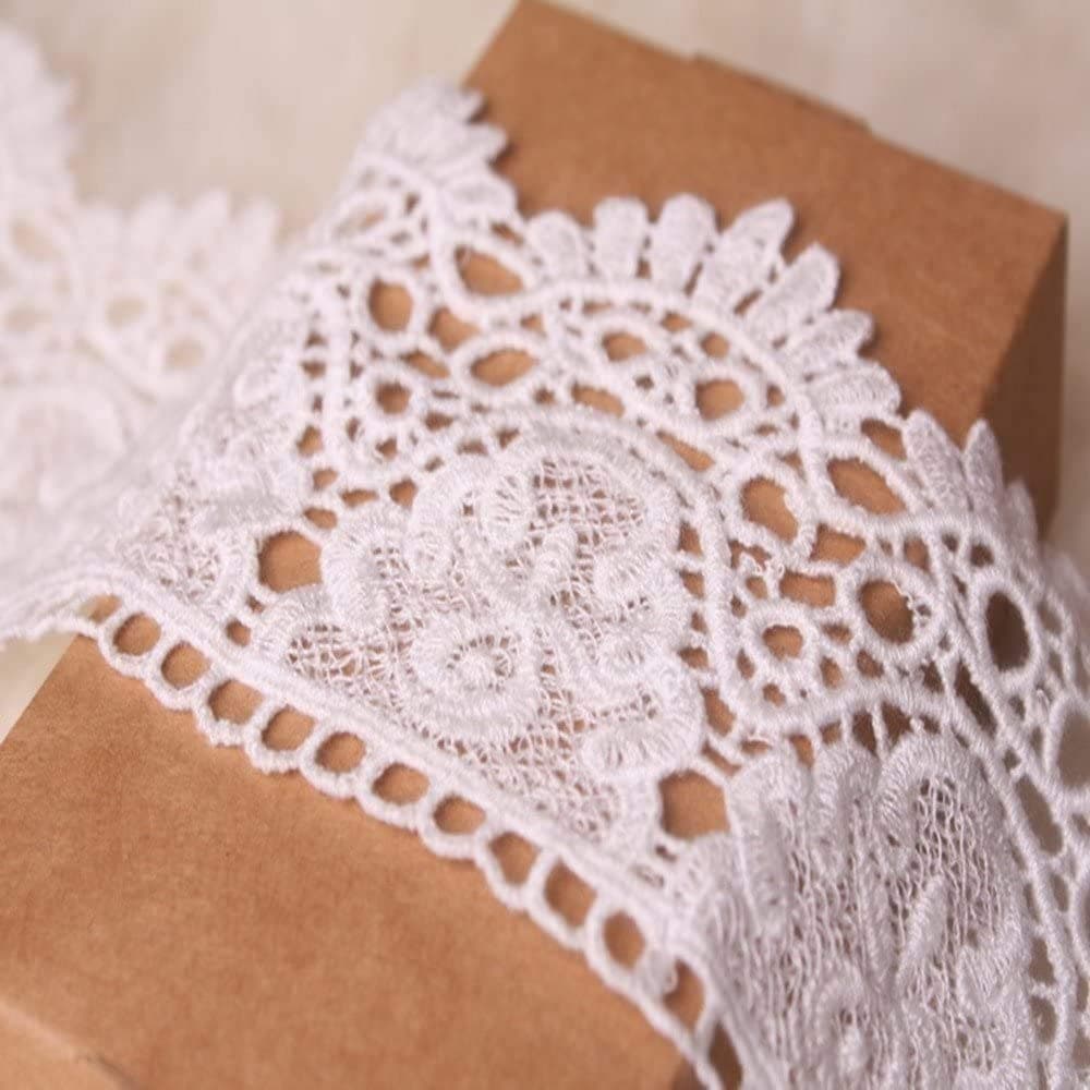 9CM Width Europe Crown Pattern Inelastic Embroidery Lace Trim,Curtain Tablecloth Slipcover Bridal DIY Clothing/Accessories.(2 Yards in one Package) (White)