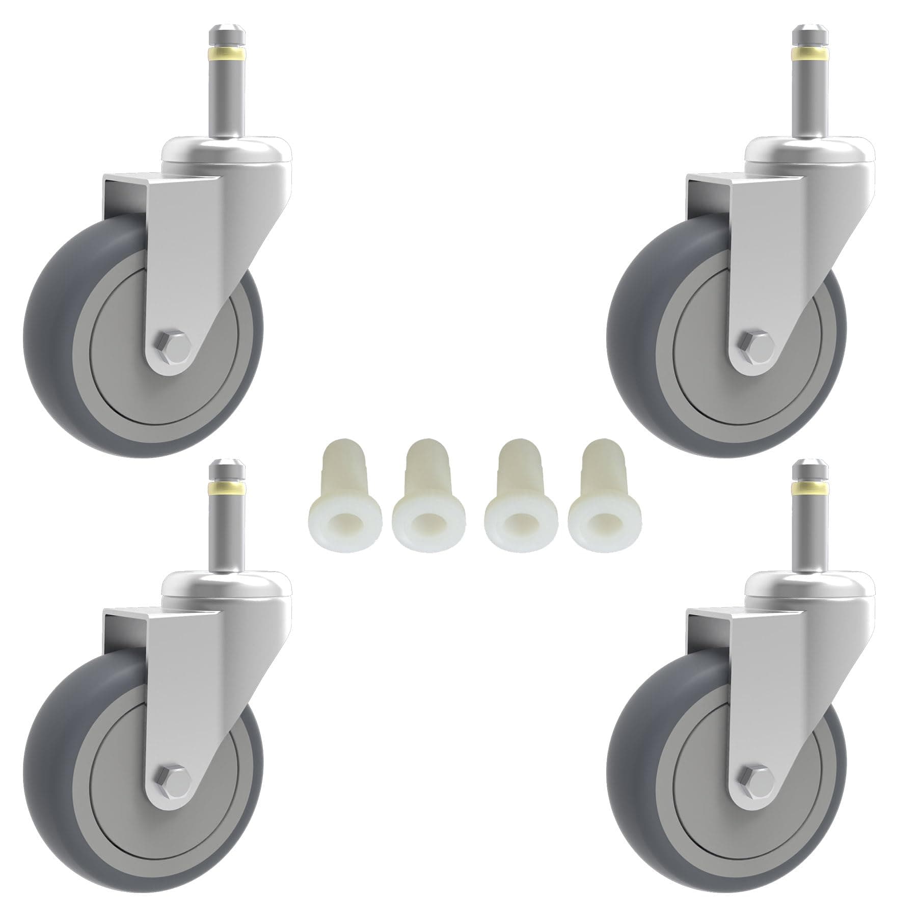 3-Inch Swivel Stem Caster, 7/16-Inch Stem Diameter Rubber Wheel, Heavy Duty TPR Replacement Wheels for Rubbermaid Mop Bucket Cart Grill Casters Shop Vac Wheels- 4 Pack