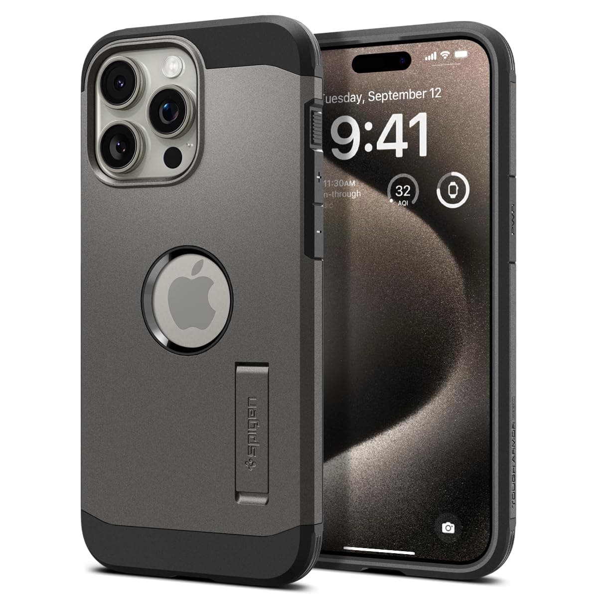 Spigen Tough Armor MagFit Designed for iPhone 15 Pro Case (2023) [Kickstand] [Military-Grade Protection] Compatible with MagSafe - Gunmetal