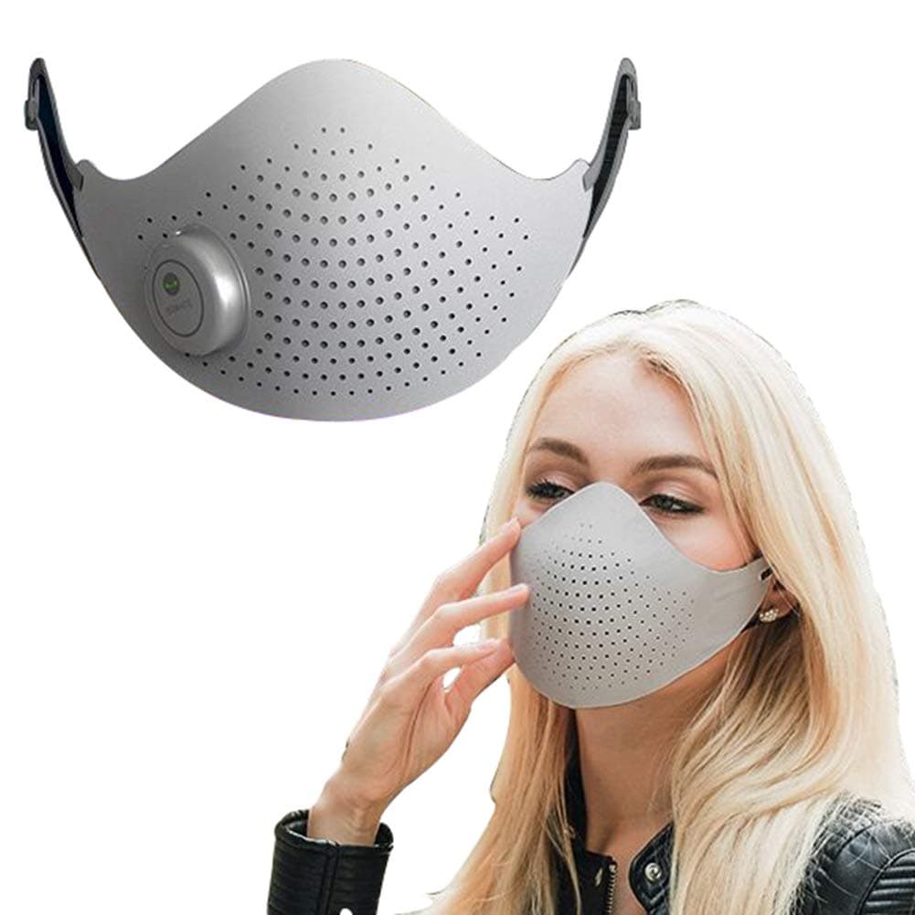 Smart Electric Negative ion Air Face Protector White Anti Dust Breathable Washable Reusable Activated Carbon Filter, Anti-Pollution Facial Shield