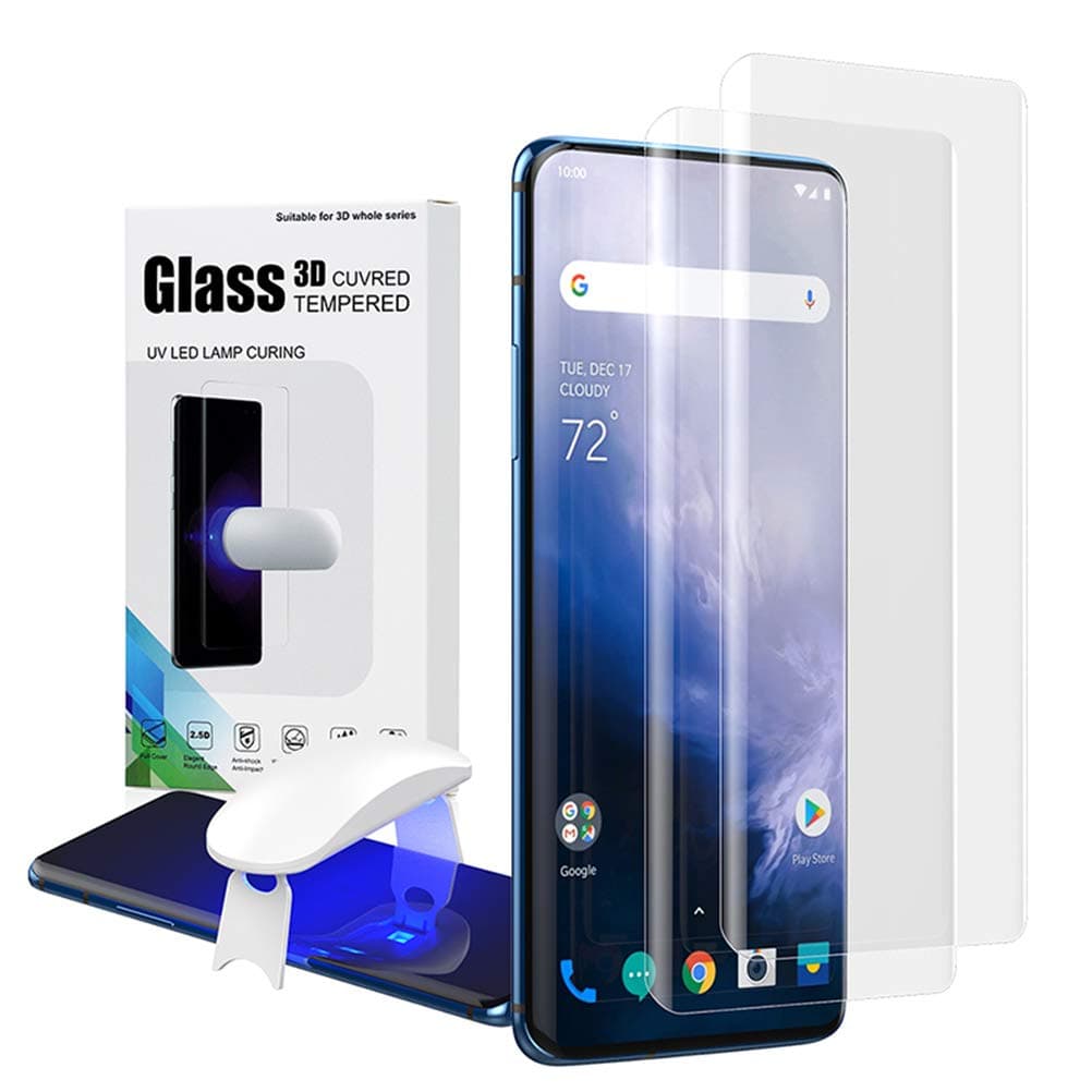 Oneplus 7 Pro/7T Pro Tempered Glass Screen Protector,Fingerprint Scaner 3D Transparent Clear Full Curved Edge Case Friendly Anti-Scratch Coverage for Oneplus 7 Pro/7T Pro 5G【2 Pack】