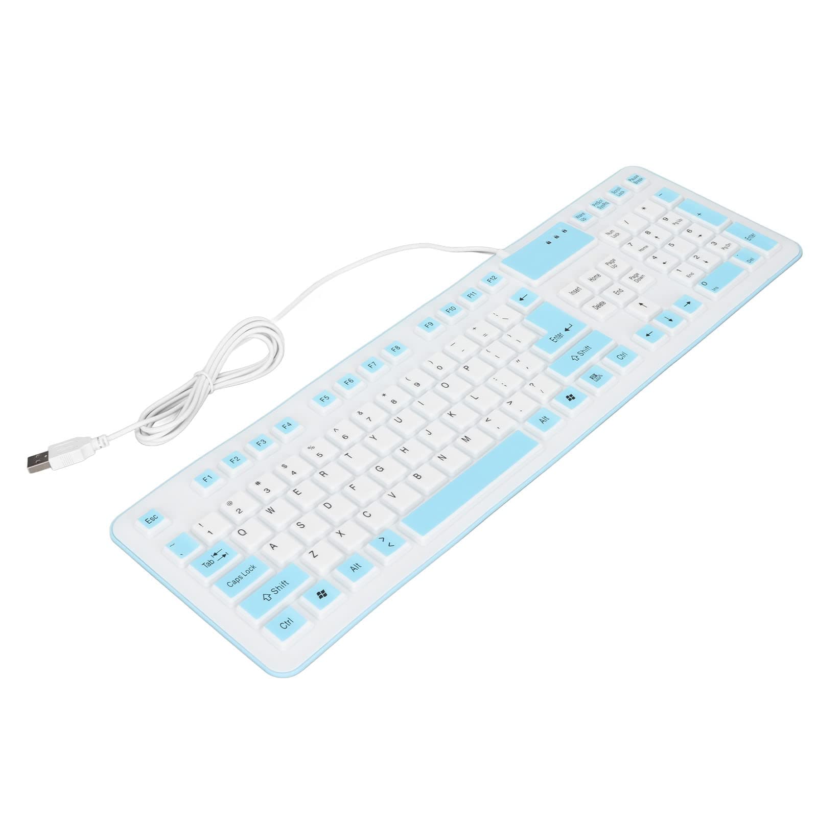 KIMISS Foldable Silicone Keyboard, Keys Waterproof Dustproof Switch Oled 106 USB Wired Silent for PC Laptop Game Blue (Blue)