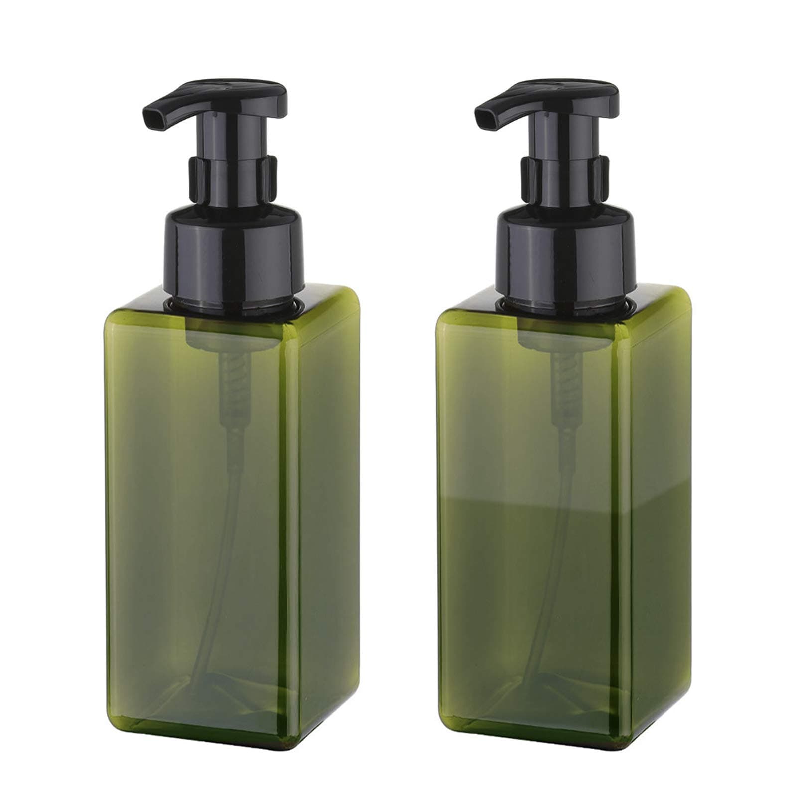 Foaming Soap Dispenser 650ml (22oz) Refillable Plastic Pump Bottle for Liquid Soap, Shampoo, Body Wash (2 Pcs) (Green)