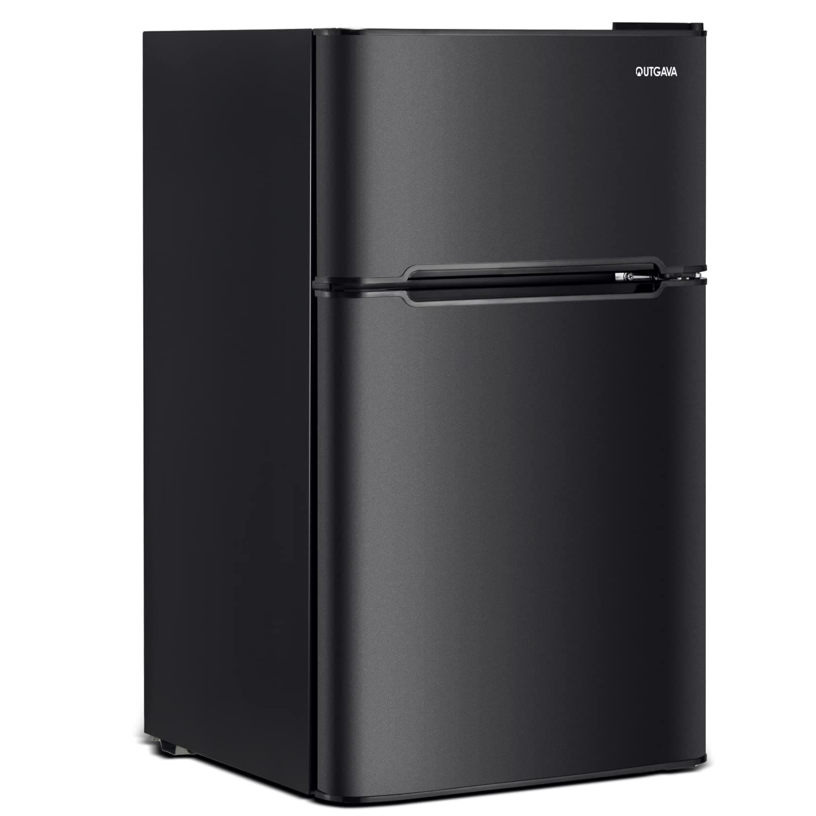 Double Door Mini Fridge with Freezer 3.2 Cu. Ft Mini Refrigerator, Compact Refrigerator Mini Freezer Cooler with Adjustable Thermostat and Reversible Door for Dorm,Office,Apartment,Black