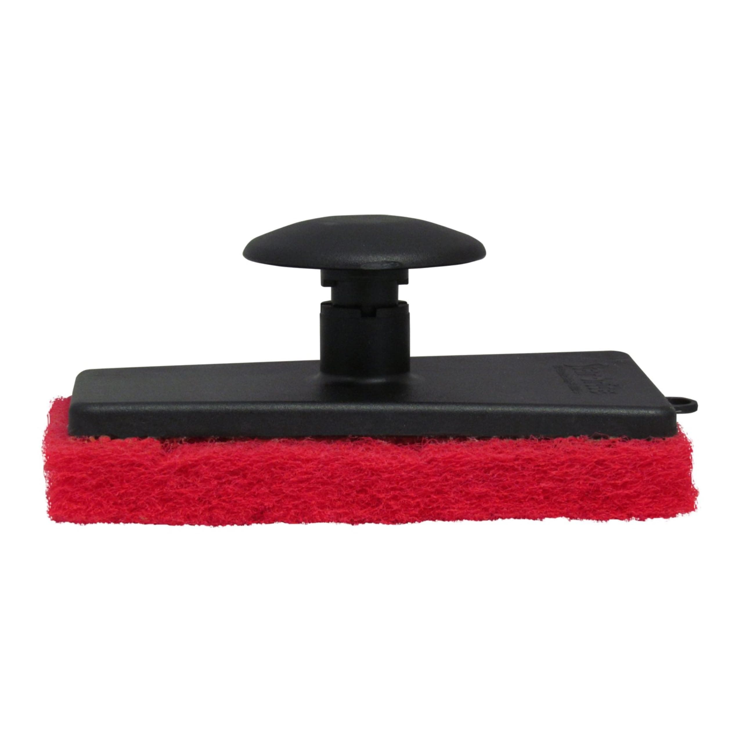All-Purpose Medium (Red) Scrubber Pad - Available in Medium, Fine & Coarse Textures with Ergonomic Handle for Boats, Teak, and Outdoor Cleaning (040021P)