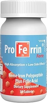 Forte-12mg of high Absorbing Heme Iron Polypeptide. Easy on the Gut. 30 Tablets. 1mg of Folic Acid to aid in red Blood Cell Production. Not affected by Coffee, Calcium, or PPI's.