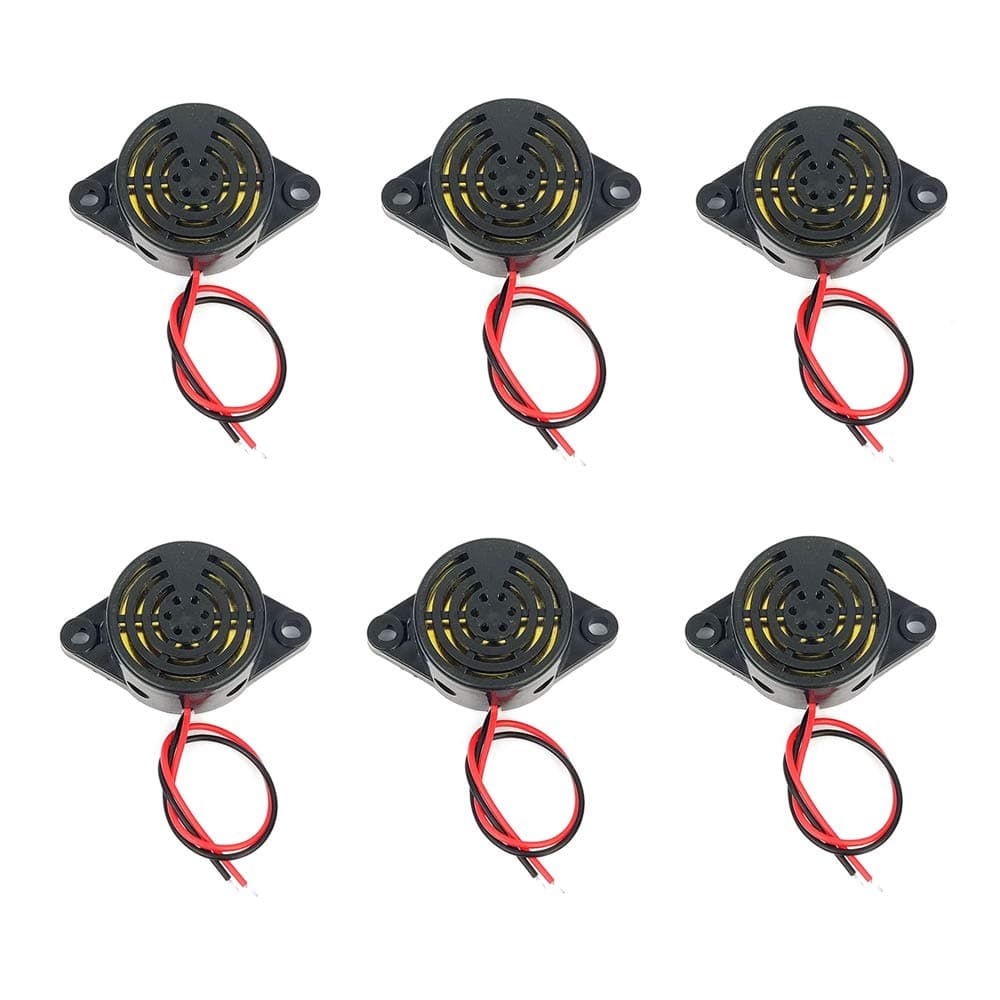 6 Pcs Active Piezo Electric Buzzer Alarm, DC 3-24V Low Voltage Buzzer Beep Tone Speaker Alarm with Lead Wire for Classroom, Game Show, Physics Circuits Intermittent Sound