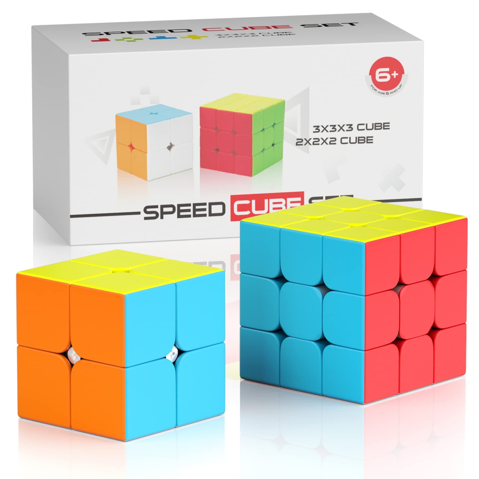 Vdealen Speed Cube Set, 2x2x2 3x3x3 Magic Cube Set, Puzzle Cube Toys Birthday Party Christmas Stocking Stuffers Gift for Kids Teens Adults(No Sticker)